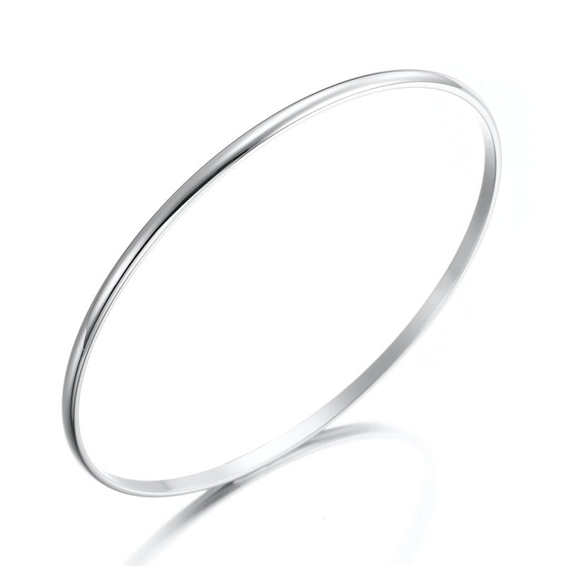 Heavy 925 Sterling Silver Plated Plain 3mm Bangle - USA Made - Brands N More
