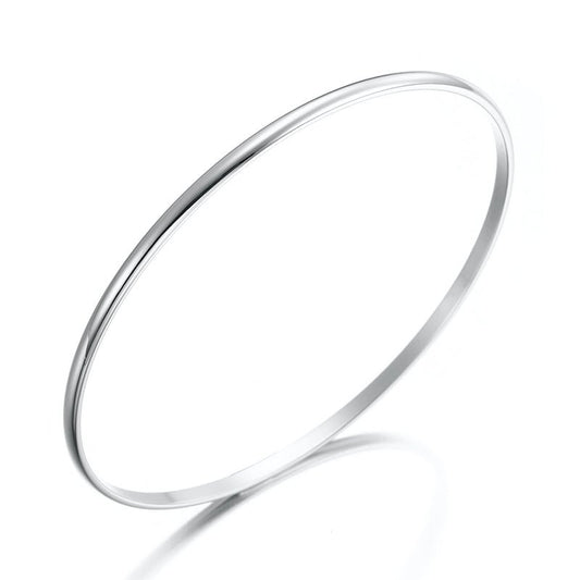 Heavy 925 Sterling Silver Plated Plain 3mm Bangle - USA Made - Brands N More
