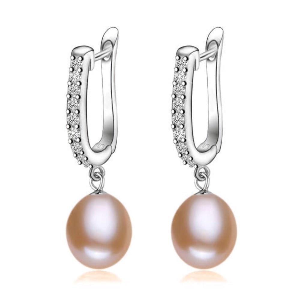 Infinity Drop Earrings Made With Genuine Freshwater Pearls & Simulated Diamonds - Brands N More
