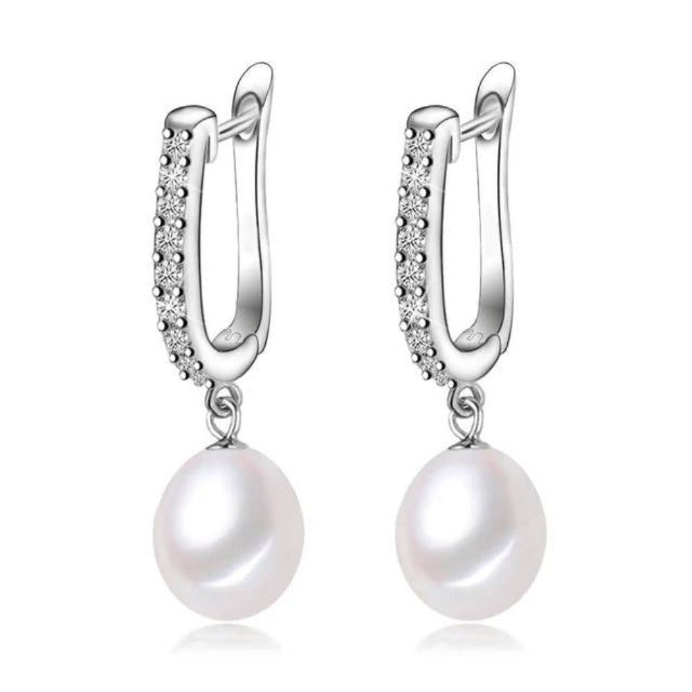 Infinity Drop Earrings Made With Genuine Freshwater Pearls & Simulated Diamonds - Brands N More