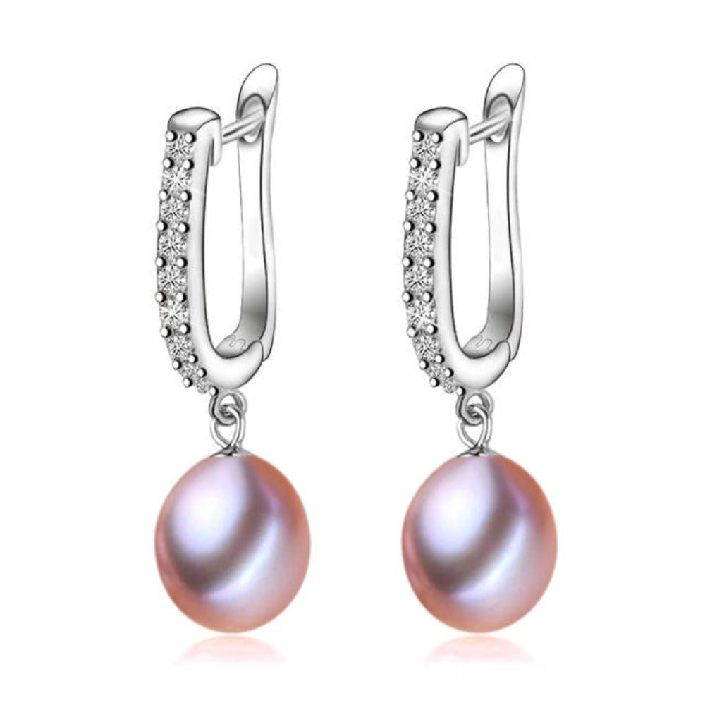 Infinity Drop Earrings Made With Genuine Freshwater Pearls & Simulated Diamonds - Brands N More