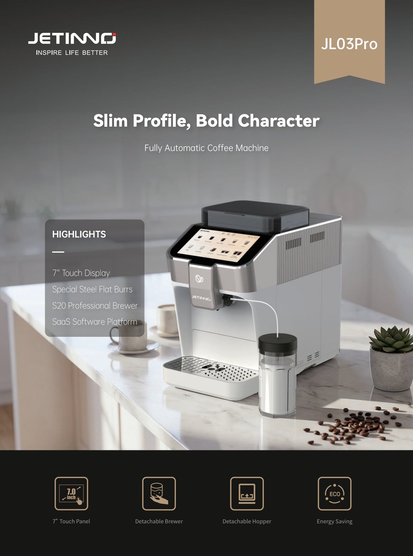 Jetinno JL03Pro B Fully Automatic Bean to Cup Coffee Machine - JETINNO JL03 PRO B-Brands N More