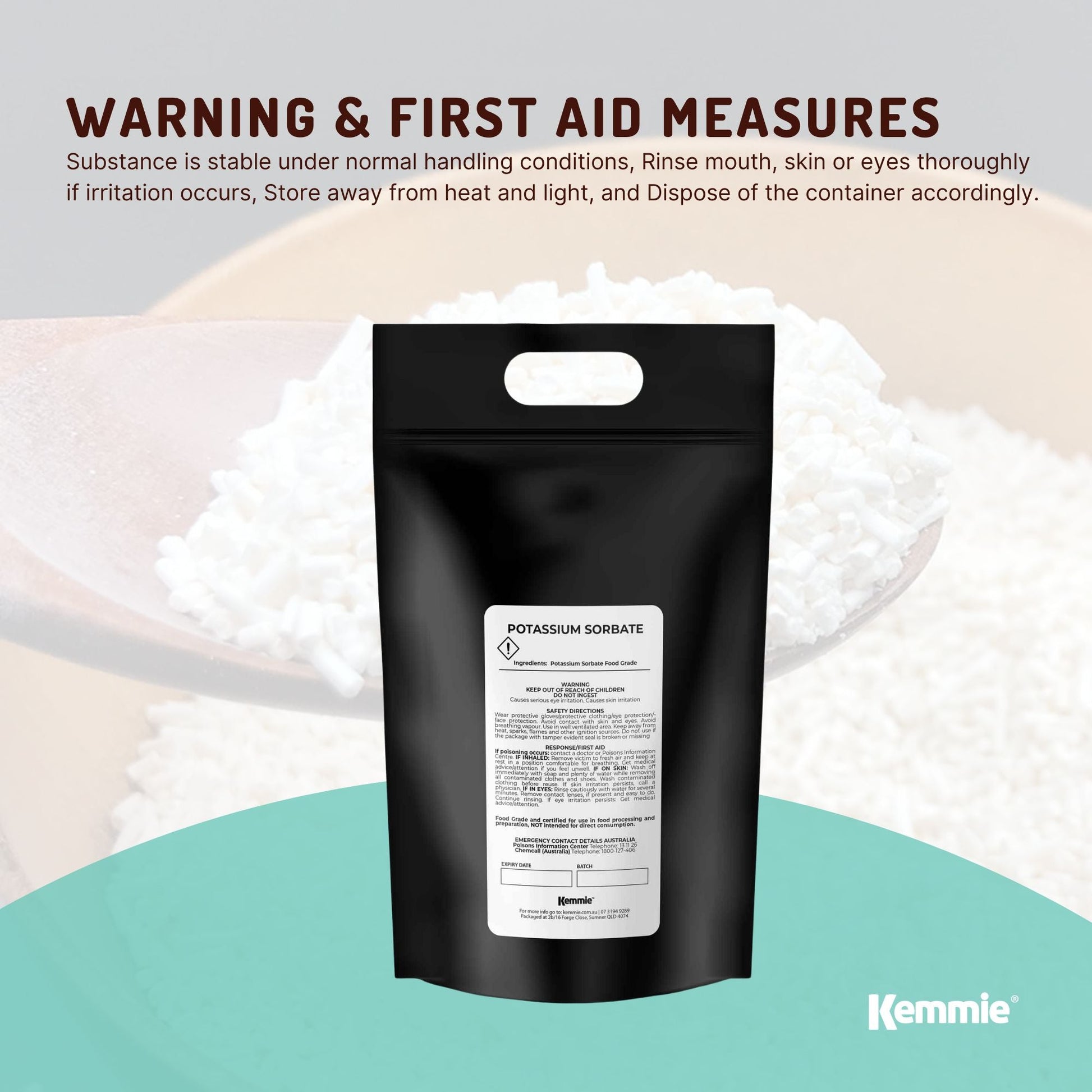 Kemmie Bulk 10Kg Potassium Sorbate Food Grade Granules Preservative E202 - Health & Beauty > Nutrition Supplements