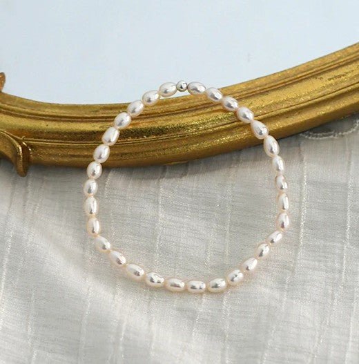 Natural Freshwater White Rice Pearl Bracelet - Brands N More