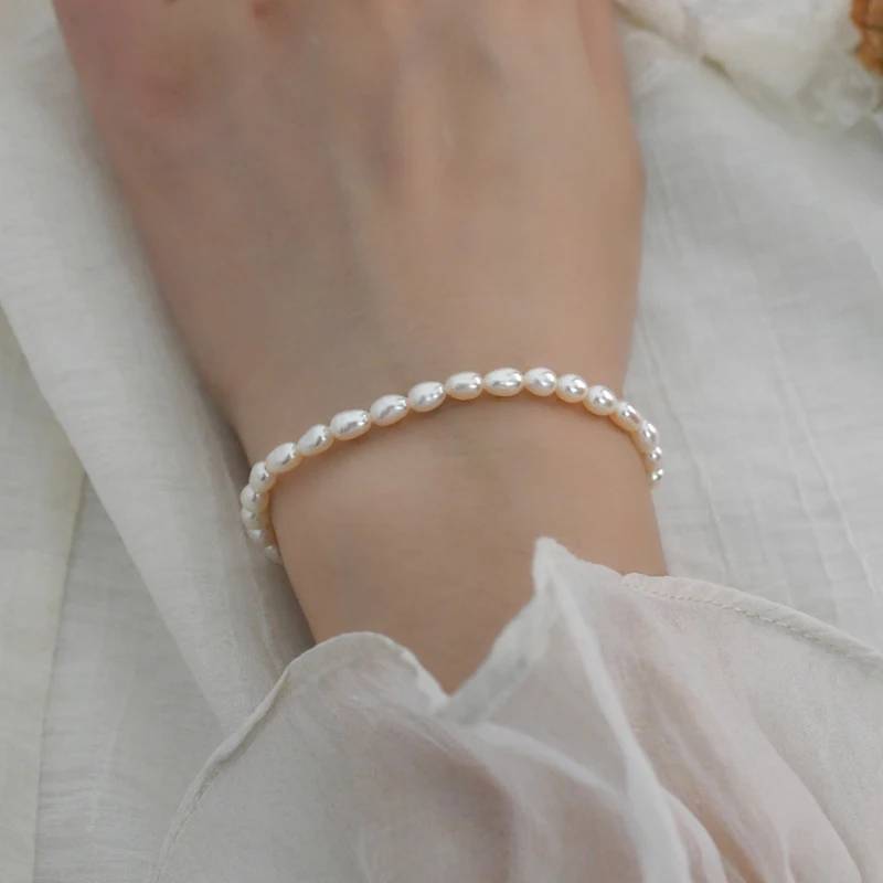 Natural Freshwater White Rice Pearl Bracelet - Brands N More