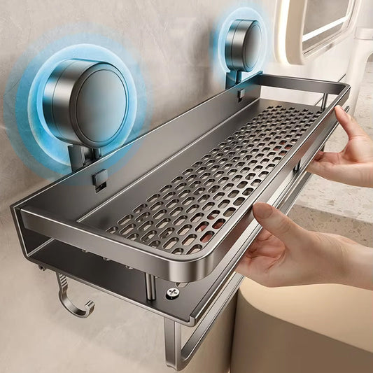 No Drill Suction Cup Bathroom Shelf Toilet Hanging Rack - Kitchen & Bath Organizers