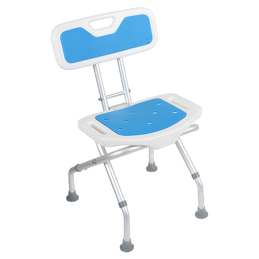 Orthonica Compact & Foldable Commode Shower Chair w/Height Adjustable Aluminium Frame Non Slip Feet HDPE Seat Backrest