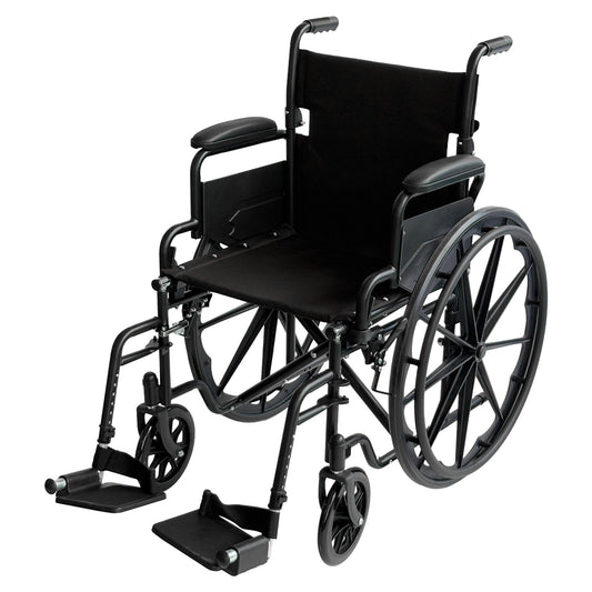 Orthonica New Steel Wheelchair In Black Foldable Lightweight Disability Aid Portable Heavy-duty 24-inch Adjustable