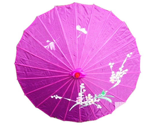PARASOL UMBRELLA Chinese Japanese Bamboo Flower Pattern Fabric 80cm Diameter - Purple - Fashion > Women’s Accessories