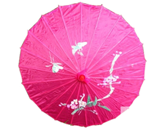 PARASOL UMBRELLA Chinese Japanese Bamboo Flower Pattern Fabric 80cm Diameter - Hot Pink - Fashion > Women’s Accessories