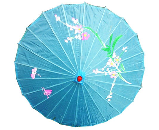 PARASOL UMBRELLA Chinese Japanese Bamboo Flower Pattern Fabric 80cm Diameter - Sky Blue - Fashion > Women’s Accessories