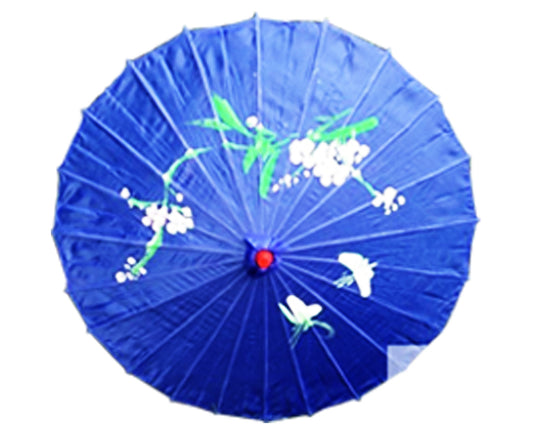 PARASOL UMBRELLA Chinese Japanese Bamboo Flower Pattern Fabric 80cm Diameter - Blue - Fashion > Women’s Accessories