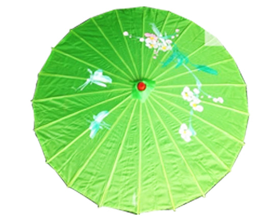 PARASOL UMBRELLA Chinese Japanese Bamboo Flower Pattern Fabric 80cm Diameter - Light Green - Fashion > Women’s