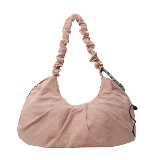 Pink Large Capacity Ruched Travel Duffel Bag - Stylish Yoga Mat Storage Shoulder - Lightweight Gym Fitness Tote