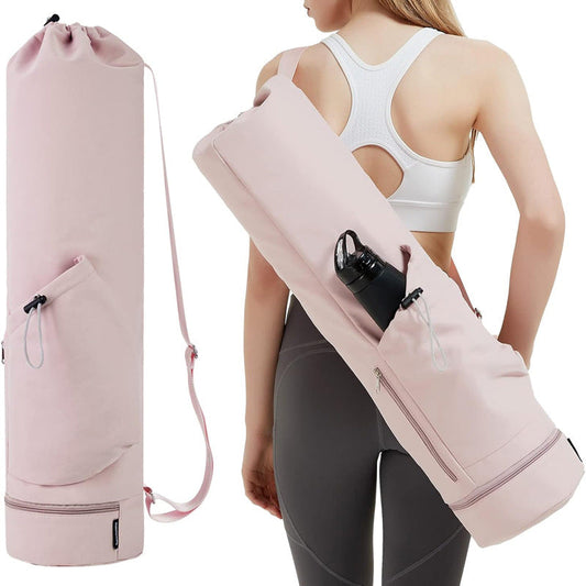 Pink Professional Yoga Mat Carrying Bag - 31 Inch Large Capacity Fitness Storage Pouch with Adjustable Shoulder Strap