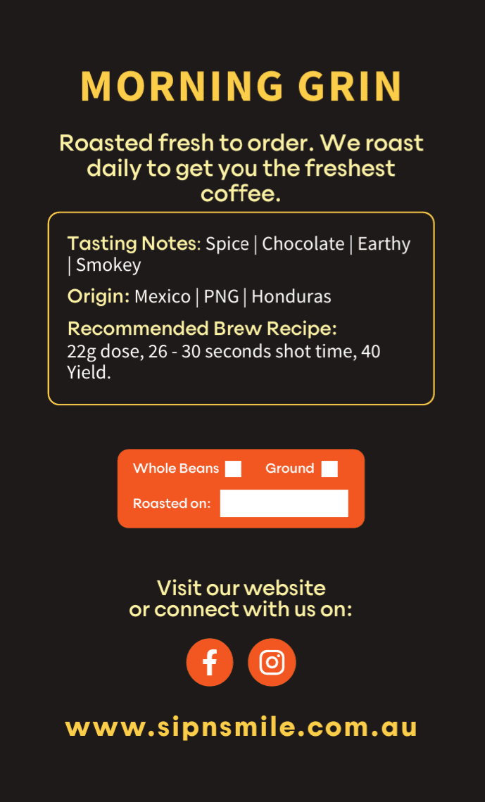 Morning Grin Organic Coffee Beans | Sip N Smile - Sip N Smile 