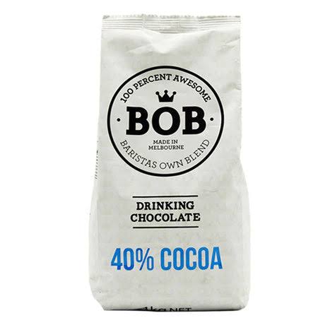 Bag of Bob drinking chocolate with 40% cocoa on a white background