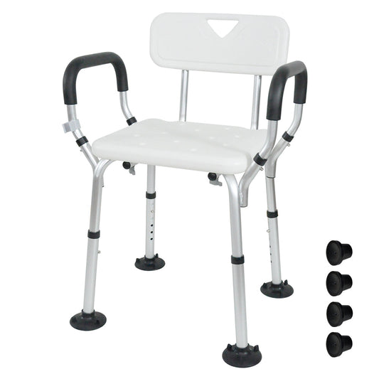 Shower Seat Bath Chair Adjustable Height Non-Slip Bathtub with Padded Arms Removable Back for Elderly Medical Disabled