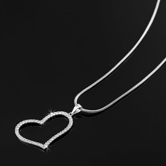 Solid 925 Sterling Silver Heart Pendant Featuring 34 Crystals by Swarovski® - Brands N More
