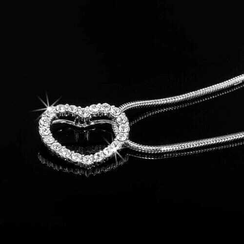 Solid 925 Sterling Silver Heart Pendant Made with SWAROVSKI Crystals - Brands N More
