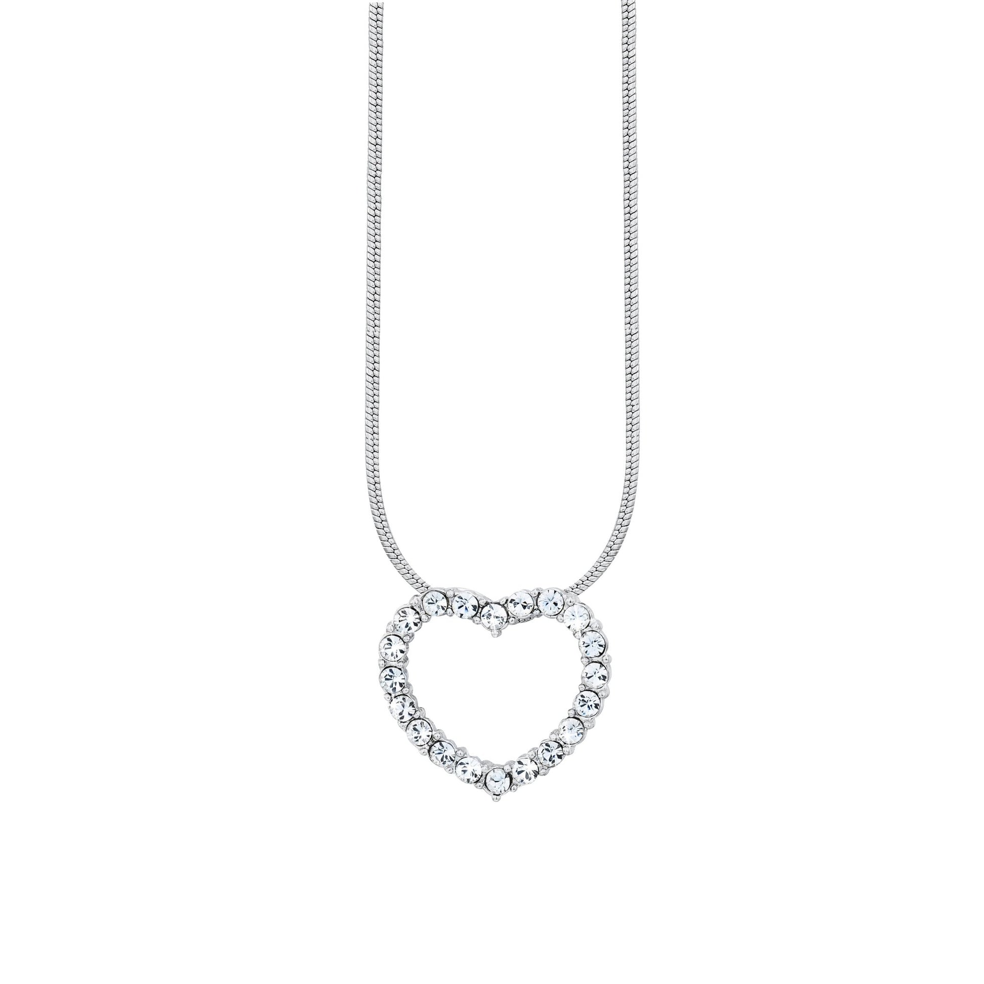Solid 925 Sterling Silver Heart Pendant Made with SWAROVSKI Crystals - Brands N More
