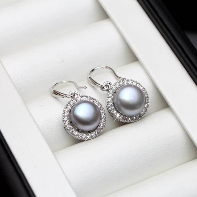 Stunning Royal Simulated Diamond Freshwater Pearl Drop Earrings - Brands N More