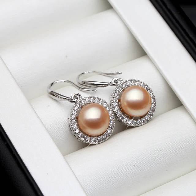 Stunning Royal Simulated Diamond Freshwater Pearl Drop Earrings - Brands N More