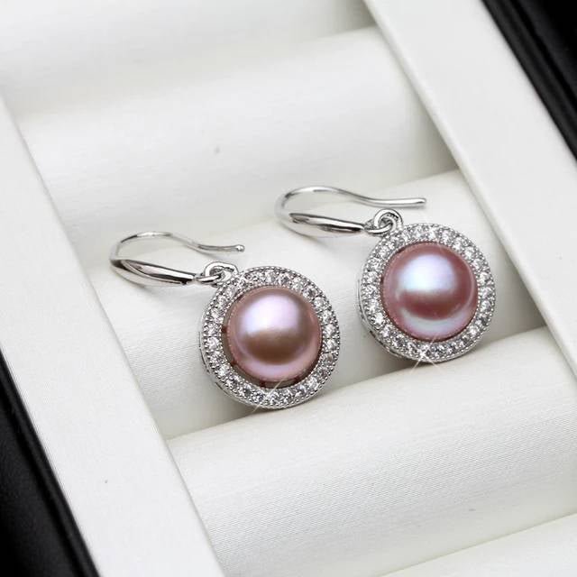 Stunning Royal Simulated Diamond Freshwater Pearl Drop Earrings - Brands N More