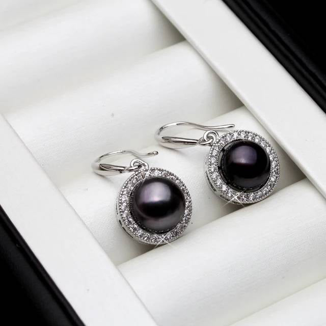 Stunning Royal Simulated Diamond Freshwater Pearl Drop Earrings - Brands N More