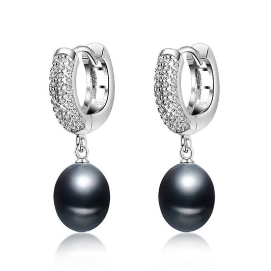 Stunning Simulated Diamond & Freshwater Pearl Drop Earrings - Brands N More