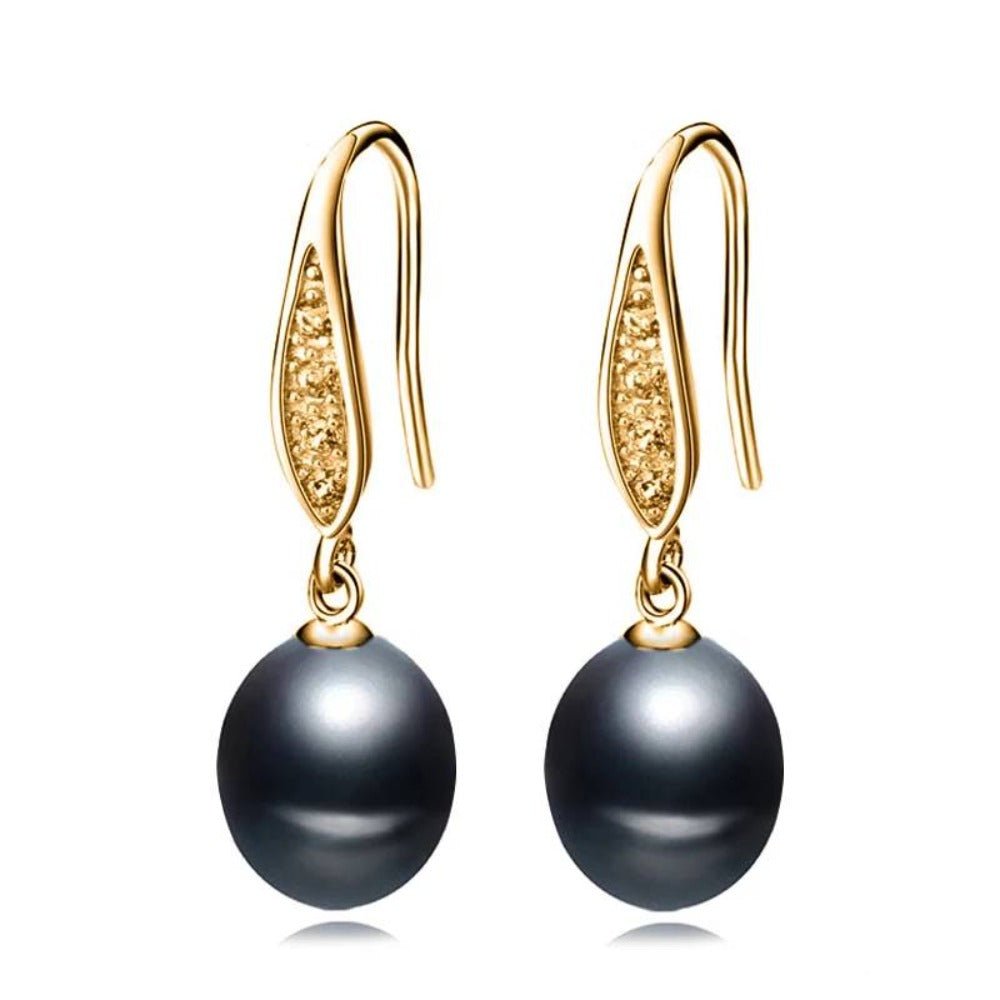 Stunning Simulated Diamond Freshwater Pearl Drop Earrings in Gold - Brands N More