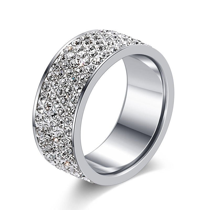 Stunning Simulated Diamond Stainless Steel Band Ring - Brands N More