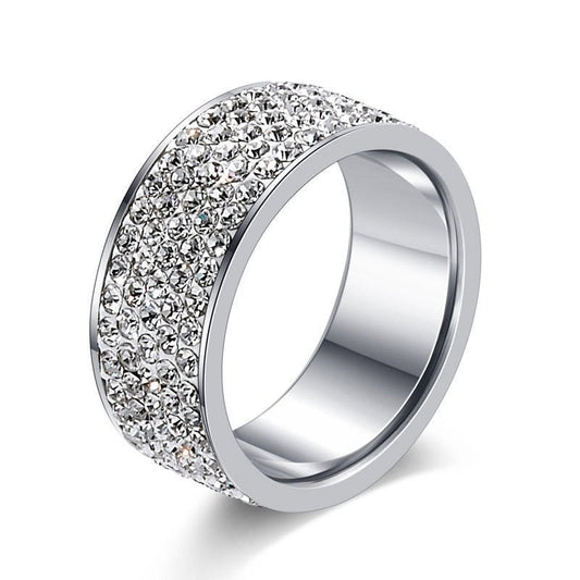 Stunning Simulated Diamond Stainless Steel Band Ring - Brands N More