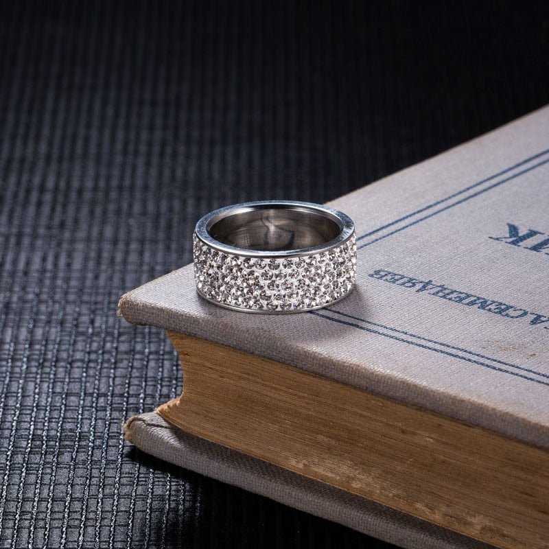 Stunning Simulated Diamond Stainless Steel Band Ring - Brands N More