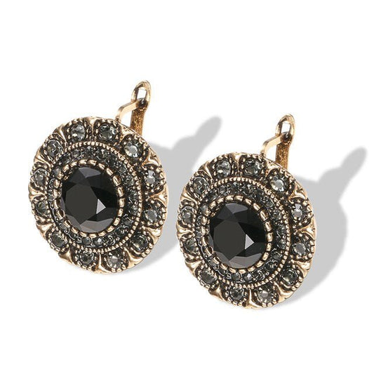 Vintage Antique Statement Black & Bronze Boho Earrings - Brands N More