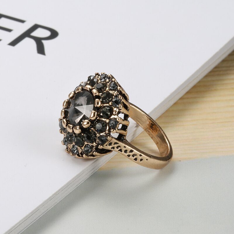 Vintage Antique Statement Black & Bronze Boho Ring - Brands N More