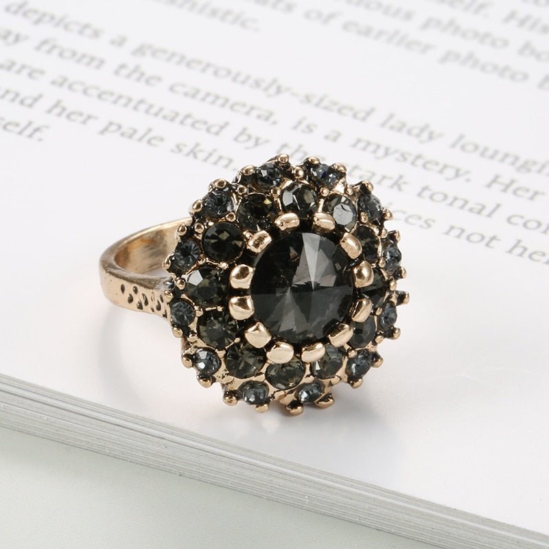 Vintage Antique Statement Black & Bronze Boho Ring - Brands N More