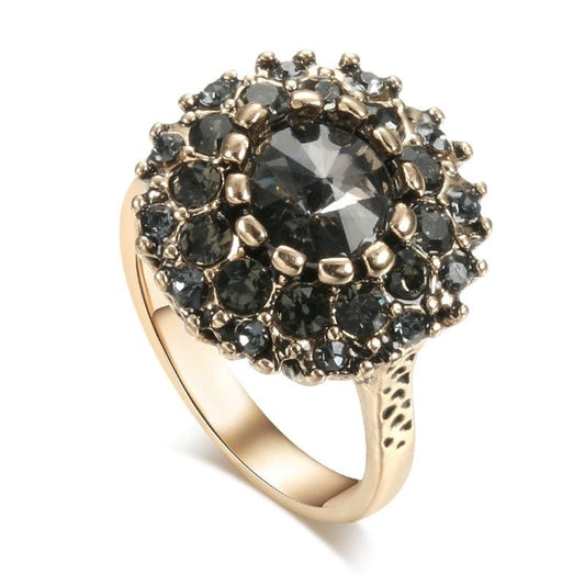 Vintage Antique Statement Black & Bronze Boho Ring - Brands N More